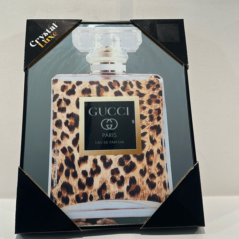 Crystal Luxe Designer Inspired Hanging Wall Painting w/Perfume Bottle Scene.